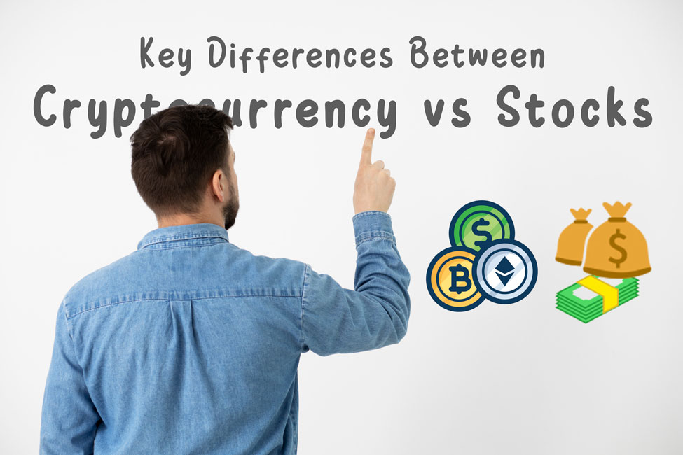 difference between stocks and cryptocurrency