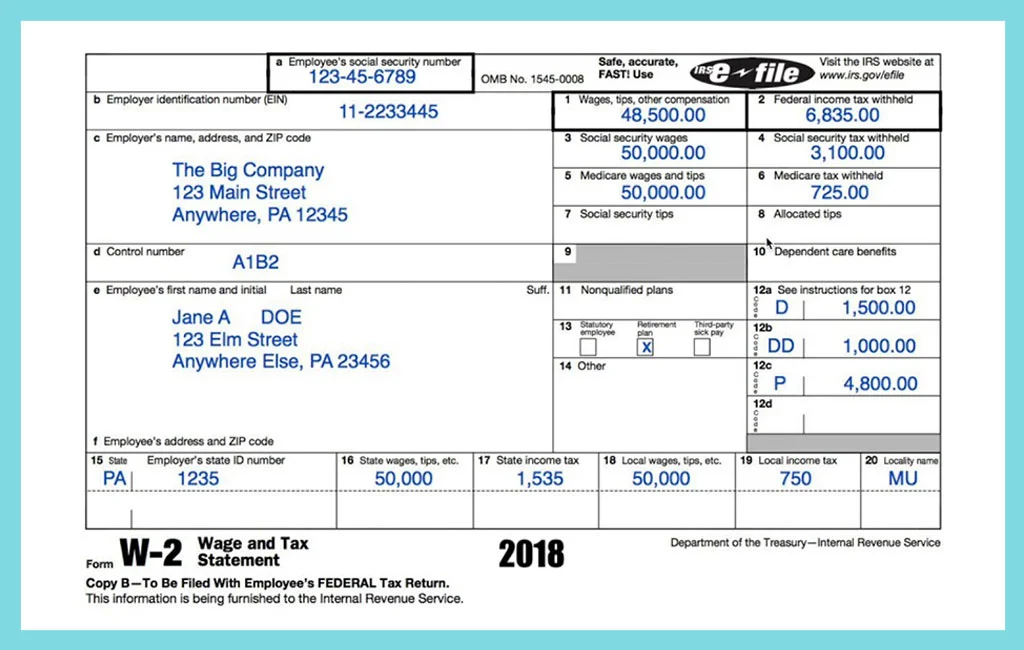 What Information is on a W-2